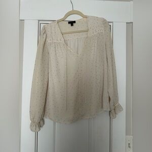 Anthropologie Current Air Ivory Blouse with Gold Dots